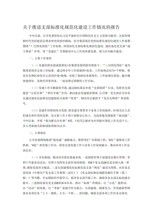 关于推进支部标准化规范化建设工作情况的报告.docx