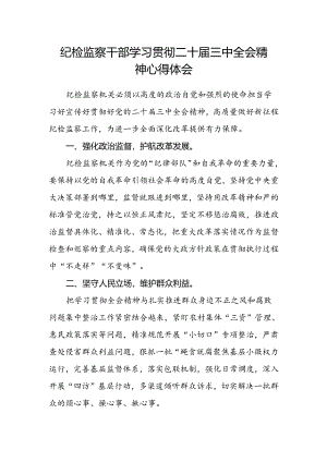 纪检监察干部学习贯彻二十届三中全会精神心得体会.docx