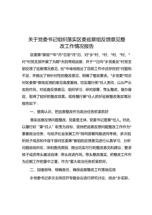 关于党委书记组织落实区委巡察组反馈意见整改工作情况报告.docx