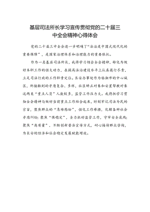 基层司法所长学习宣传贯彻党的二十届三中全会精神心得体会.docx