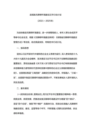 溆浦县无障碍环境建设五年行动计划（2021—2025年）.docx