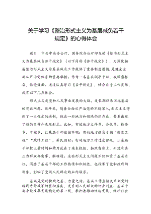 整治形式主义为基层减负若干规定专题培训心得体会10篇.docx