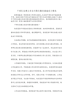 干部队伍建立存在问题及整改措施范文精选.docx
