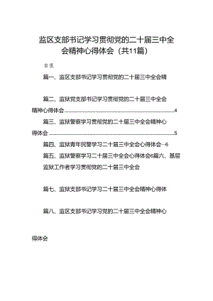 （11篇）监区支部书记学习贯彻党的二十届三中全会精神心得体会范文.docx