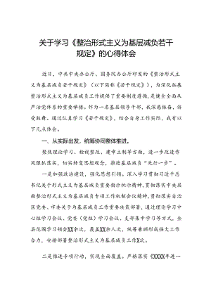 5篇《整治形式主义为基层减负若干规定》的学习感悟.docx