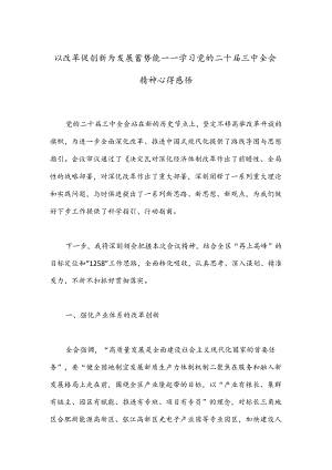以改革促创新为发展蓄势能——学习党的二十届三中全会精神心得感悟.docx