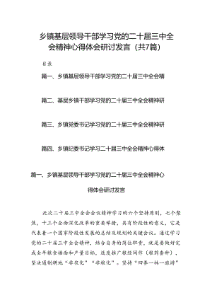 乡镇基层领导干部学习党的二十届三中全会精神心得体会研讨发言7篇（详细版）.docx
