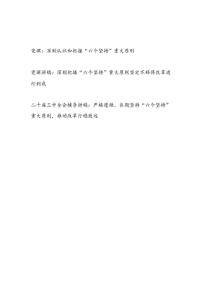 二十届三中全会把握“六个坚持”专题辅导报告党课讲稿3篇.docx
