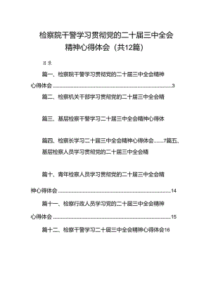 检察院干警学习贯彻党的二十届三中全会精神心得体会【12篇】.docx