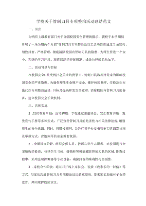 学校关于管制刀具专项整治活动总结范文.docx