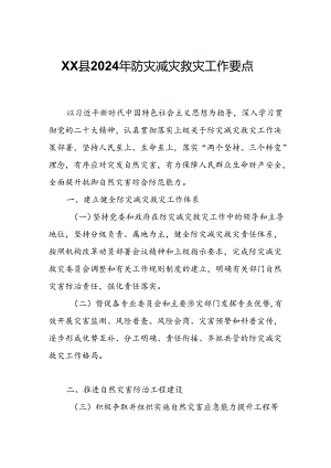 XX县2024年防灾减灾救灾工作要点.docx