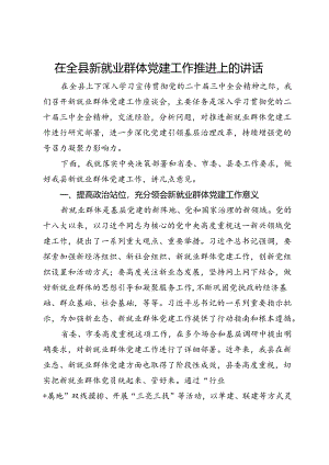 在全县新就业群体党建工作推进上的讲话.docx