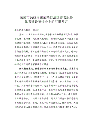 某某市民政局在某某自治区养老服务体系建设推进会上的汇报发言.docx