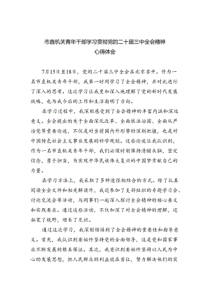 市直机关青年干部学习贯彻党的二十届三中全会精神心得体会（共五篇）.docx