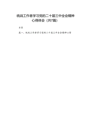 统战工作者学习党的二十届三中全会精神心得体会7篇（详细版）.docx