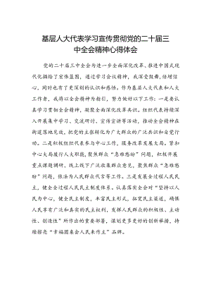 基层人大代表学习宣传贯彻党的二十届三中全会精神心得体会.docx