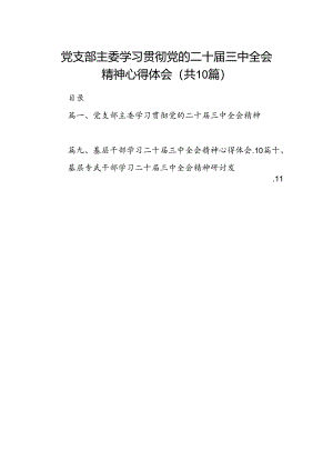 （10篇）党支部主委学习贯彻党的二十届三中全会精神心得体会范文.docx