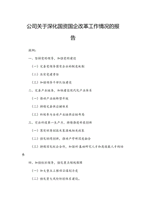 公司关于深化国资国企改革工作情况的报告.docx