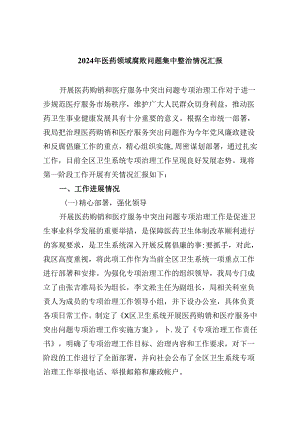 （10篇）2024年医药领域腐败问题集中整治情况汇报范文.docx