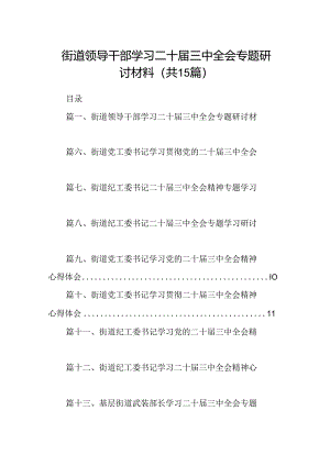 （15篇）街道领导干部学习二十届三中全会专题研讨材料（详细版）.docx