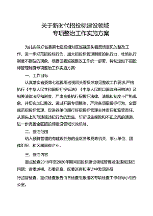 关于新时代招投标建设领域专项整治工作实施方案.docx