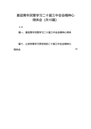 （10篇）基层青年民警学习二十届三中全会精神心得体会范文.docx