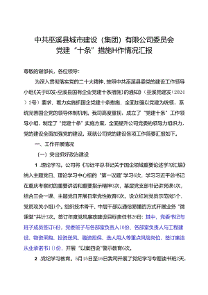 县城市建设(集团)有限公司委员会党建“十条”措施工作情况汇报.docx