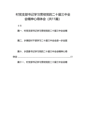 （11篇）村党支部书记学习贯彻党的二十届三中全会精神心得体会集合.docx