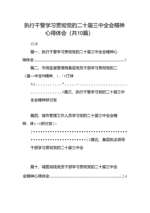 （10篇）执行干警学习贯彻党的二十届三中全会精神心得体会集锦.docx