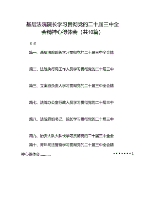 基层法院院长学习贯彻党的二十届三中全会精神心得体会10篇（最新版）.docx