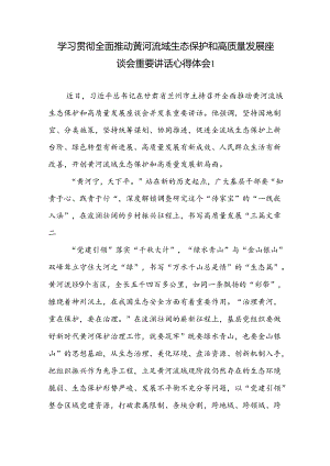 学习贯彻在全面推动黄河流域生态保护和高质量发展座谈会上重要讲话精神研讨发言心得体会2篇.docx