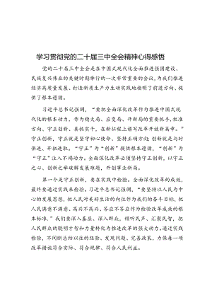 学习贯彻党的二十届三中全会精神心得感悟.docx