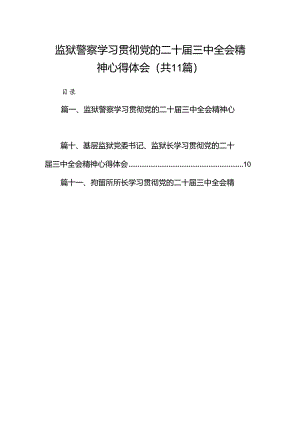 （11篇）监狱警察学习贯彻党的二十届三中全会精神心得体会（最新版）.docx