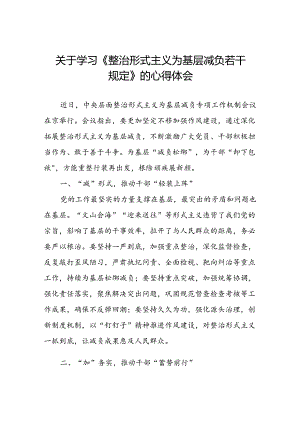 学习贯彻《整治形式主义为基层减负若干规定》心得体会交流发言.docx