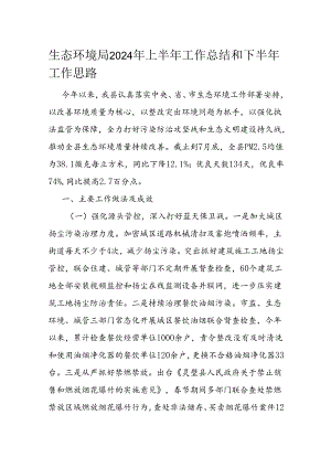 生态环境局2024年上半年工作总结和下半年工作思路.docx