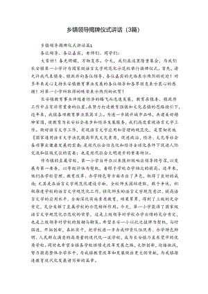 乡镇领导揭牌仪式讲话（3篇）.docx