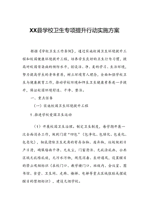 XX县学校卫生专项提升行动实施方案.docx