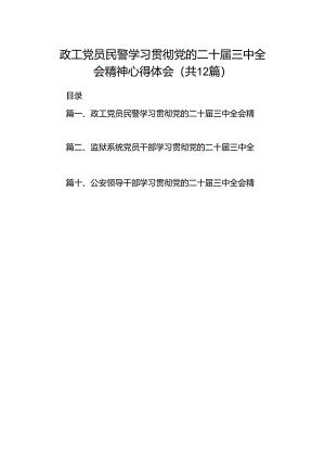 政工党员民警学习贯彻党的二十届三中全会精神心得体会12篇（精选）.docx