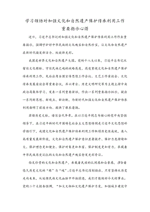 学习领悟对加强文化和自然遗产保护传承利用工作重要指示心得.docx