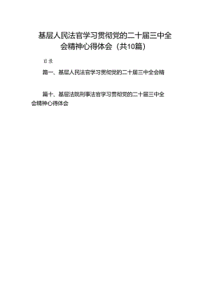 基层人民法官学习贯彻党的二十届三中全会精神心得体会10篇供参考.docx