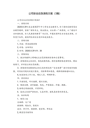 公司安全应急演练方案（3篇）.docx
