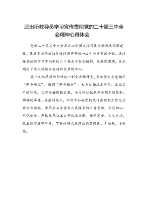派出所教导员学习宣传贯彻党的二十届三中全会精神心得体会.docx