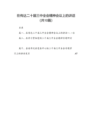 （10篇）在传达二十届三中全会精神会议上的讲话汇编.docx