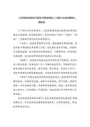 公司党支部党员干部学习贯彻党的二十届三中全会精神心得体会5篇（最新版）.docx