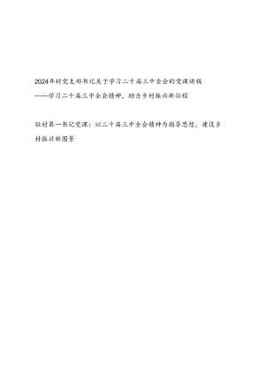 村党支部书记关于学习二十届三中全会精神党课讲稿宣讲报告.docx