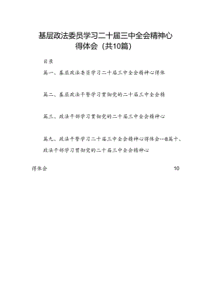 基层政法委员学习二十届三中全会精神心得体会（共10篇）.docx