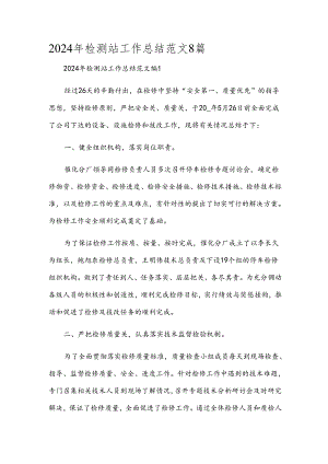 2024年检测站工作总结范文8篇.docx