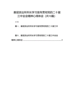 （10篇）基层派出所所长学习宣传贯彻党的二十届三中全会精神心得体会（详细版）.docx