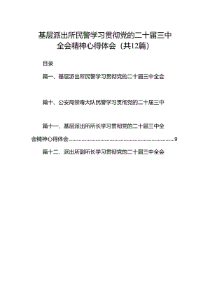 基层派出所民警学习贯彻党的二十届三中全会精神心得体会(通用精选12篇).docx