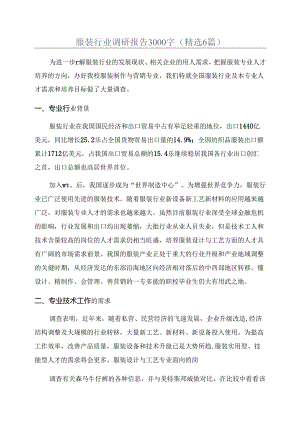 服装行业调研报告3000字(精选6篇).docx